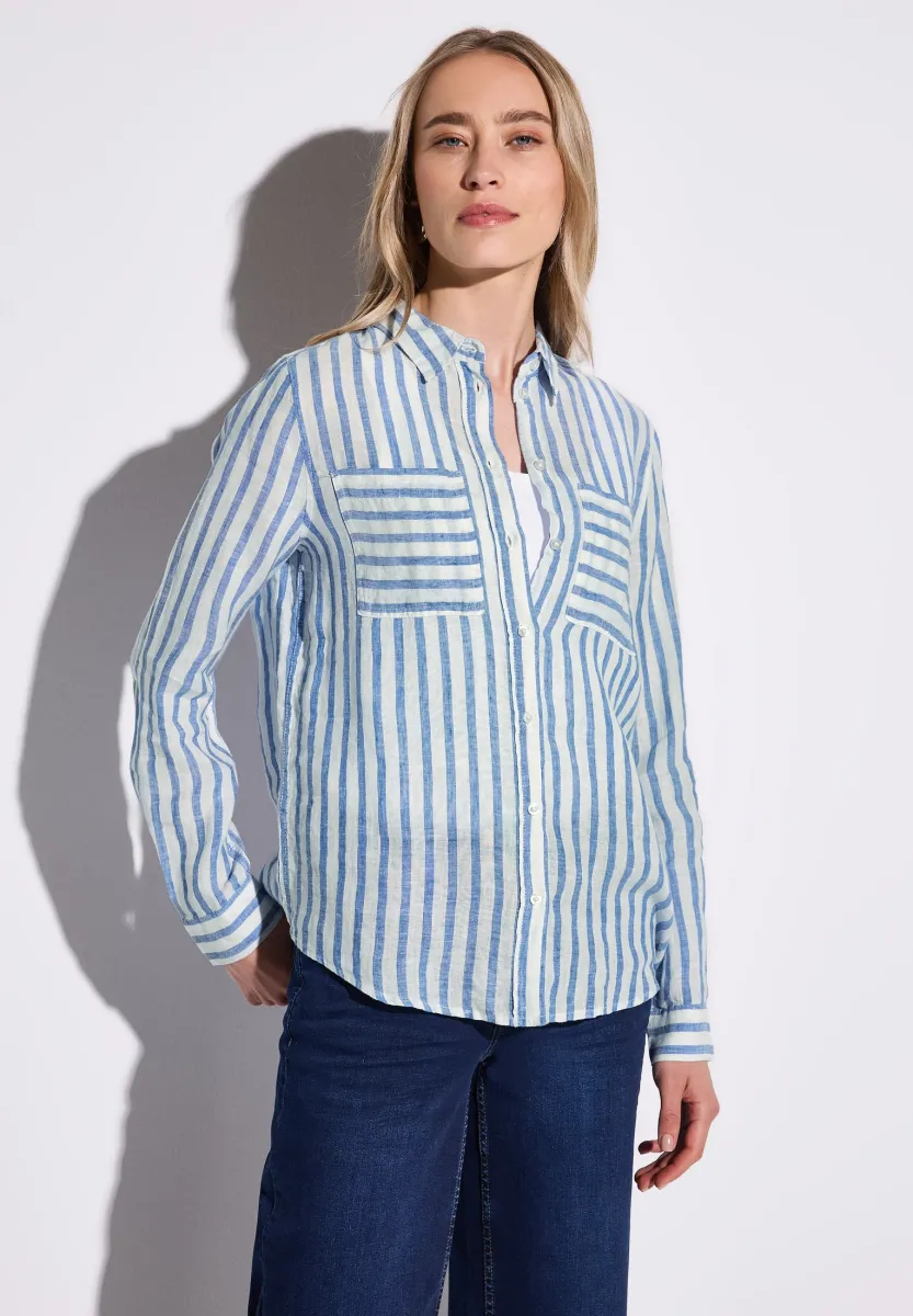 GESTREIFTE - Hemdbluse - blau