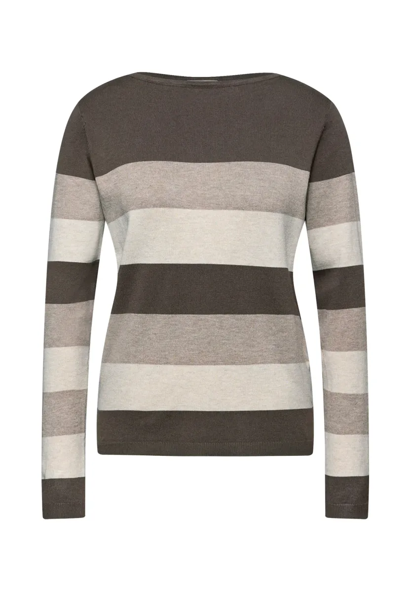 GESTREIFTER PULLOVER - Strickpullover - braun