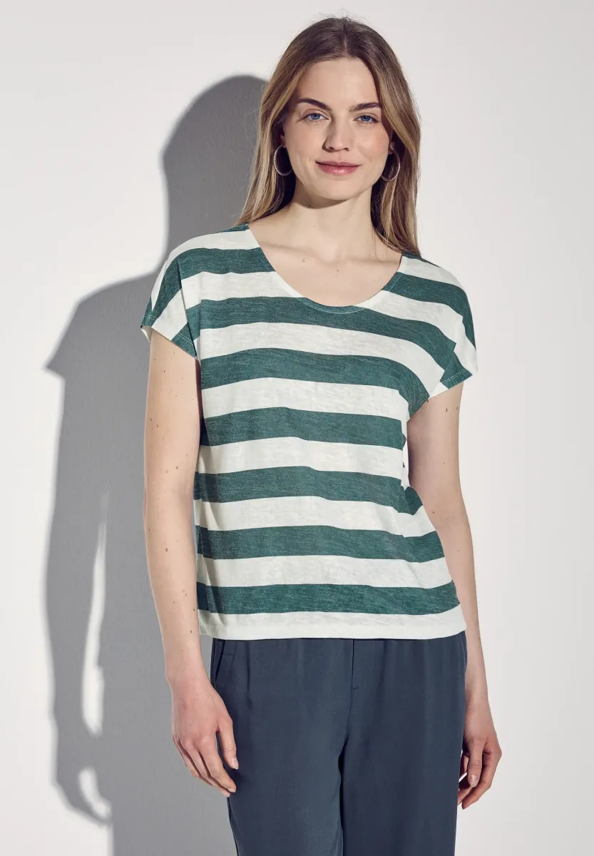 GESTREIFTES  - T-Shirt print - grün