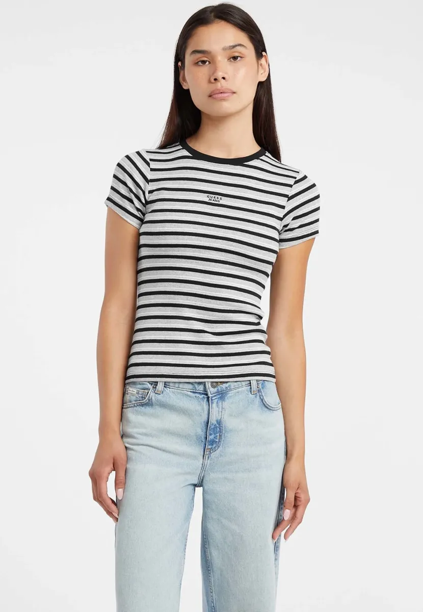 GESTREIFTES - T-Shirt print - mehrfarbig schwarz