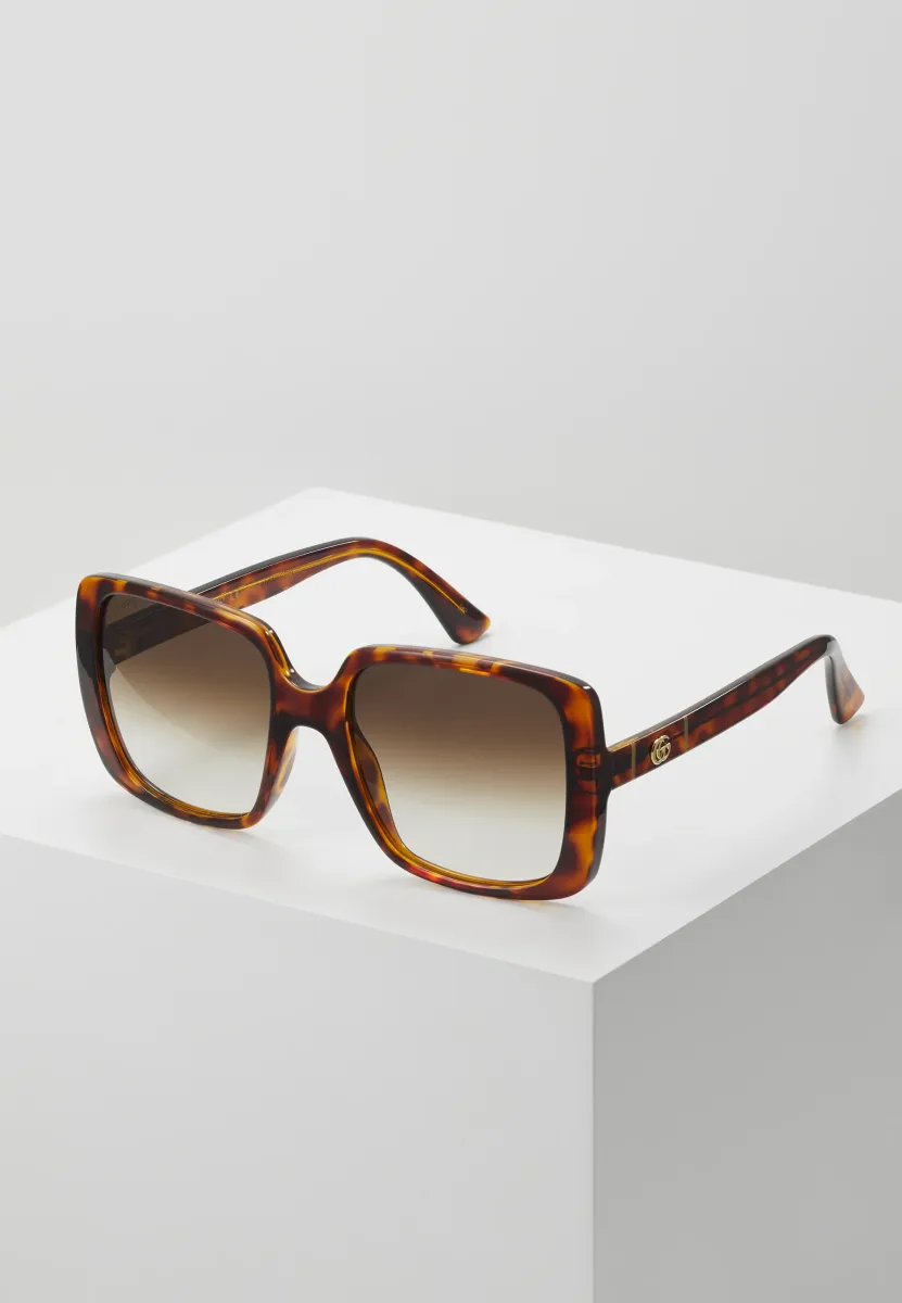 GG OVERSIZED SQUARE ACETATE SUNGLASSES - Sonnenbrille - havana/brown