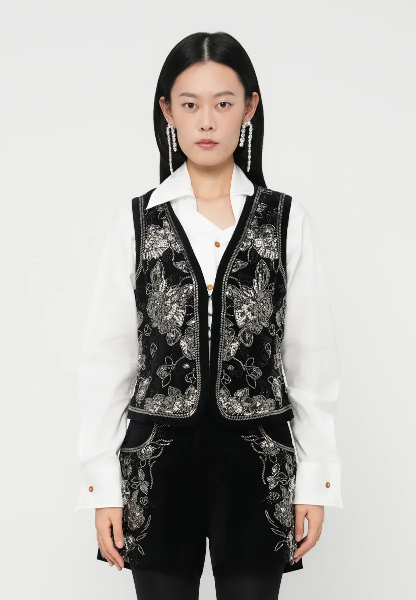GILET - Weste - black/antic silver-coloured