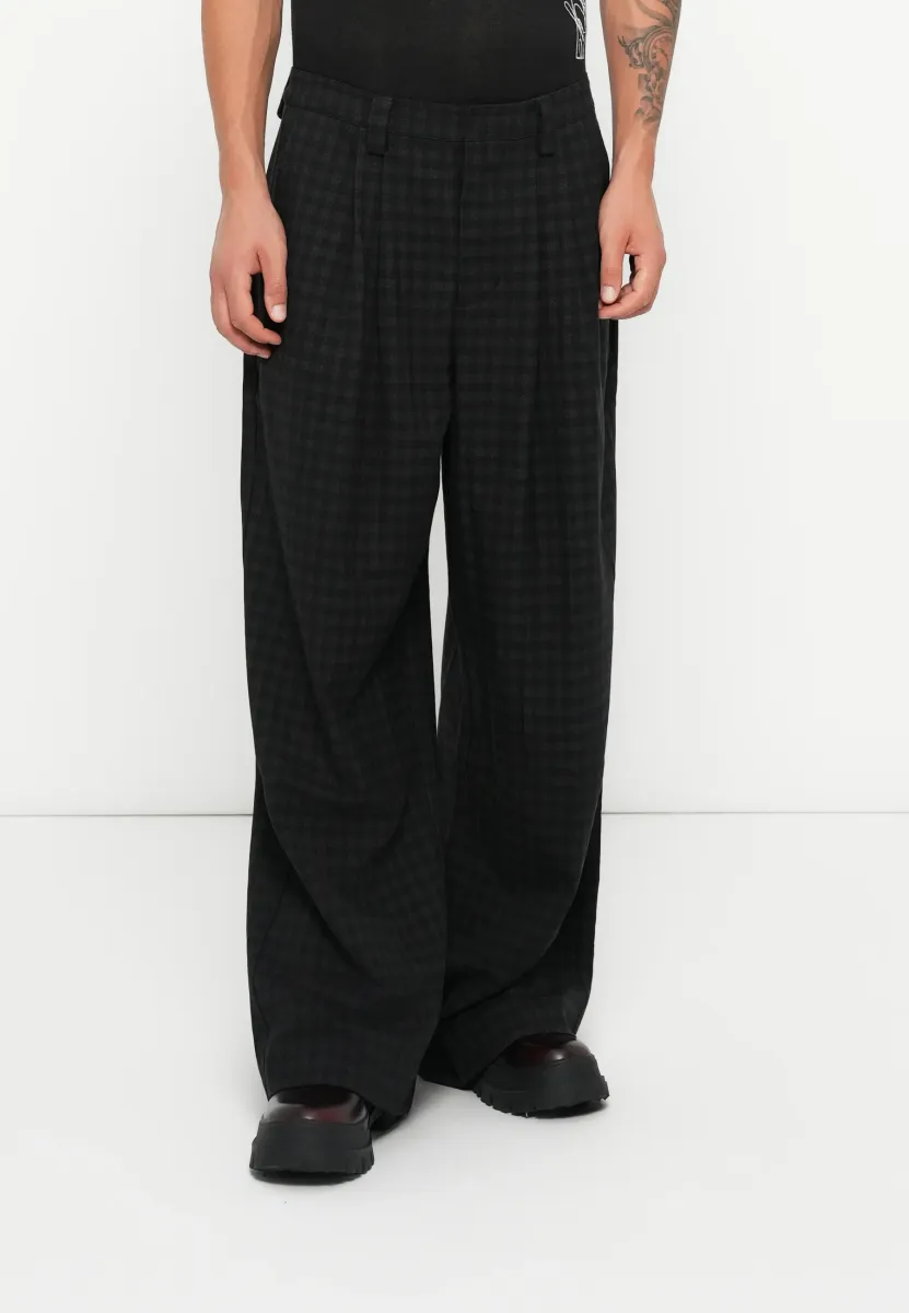 GINGHAM GOLIATH PANT - Stoffhose - black