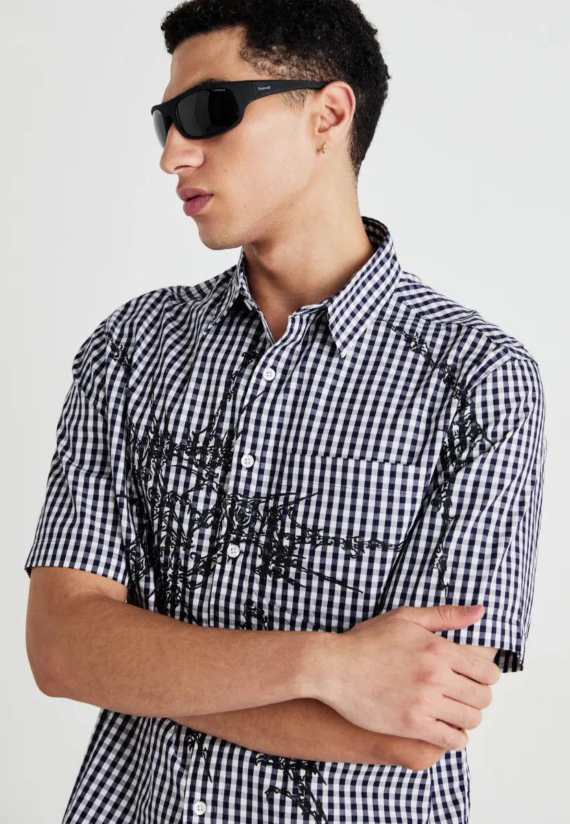 GINGHAM ILLUSTRATION SHORT SLEEVE  - Hemd - navy