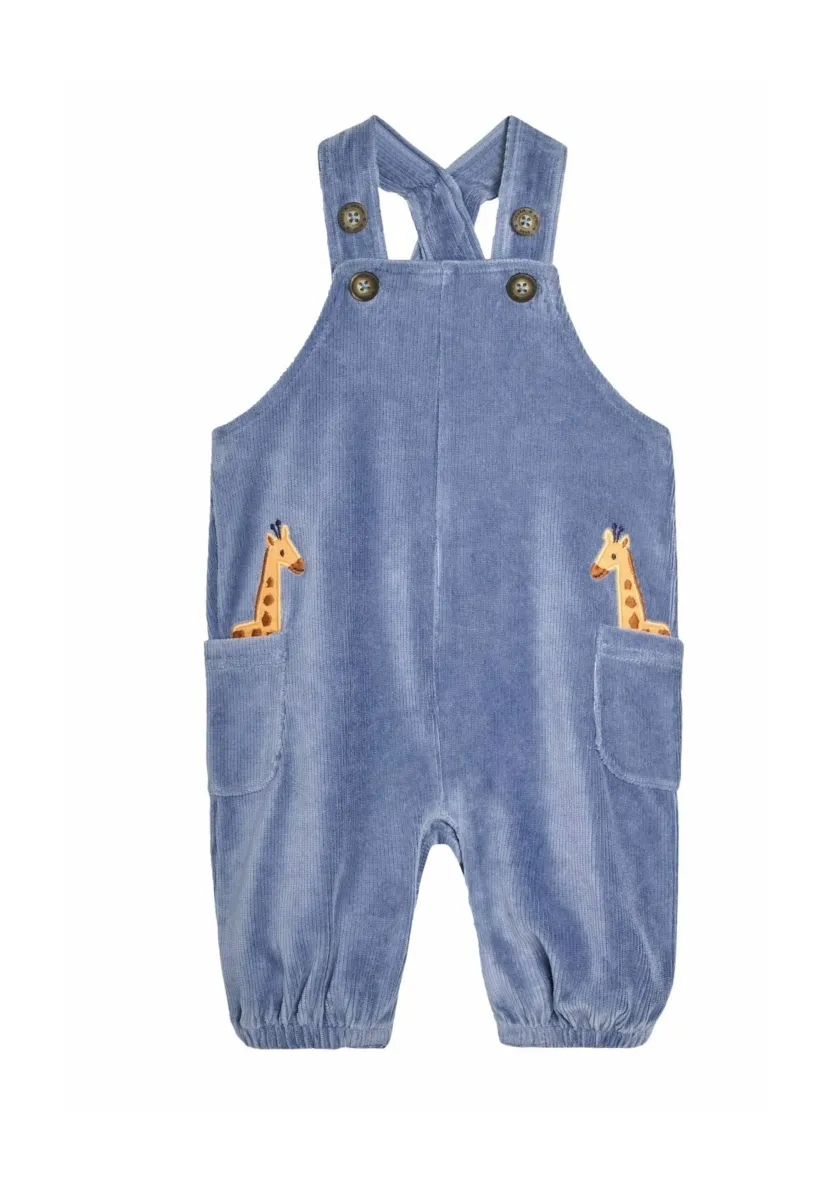 GIRAFFE APPLIQUE- REGULAR FIT - Latzhose - denim blue giraffe