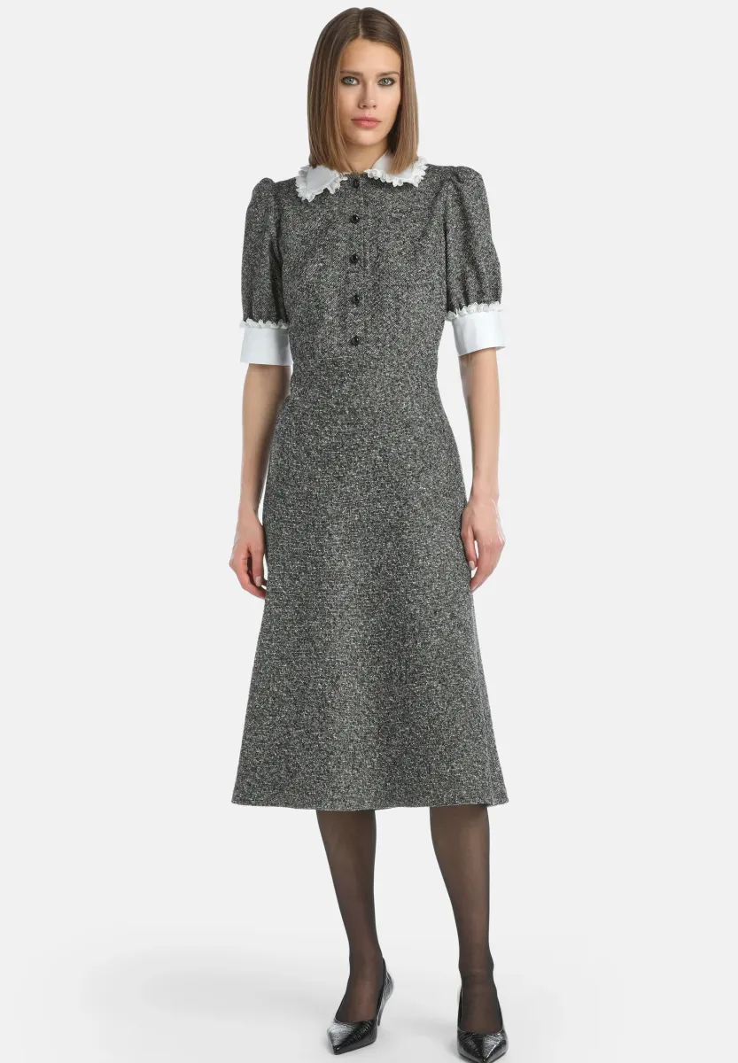 GISELLA - Blusenkleid - nero panna bianco