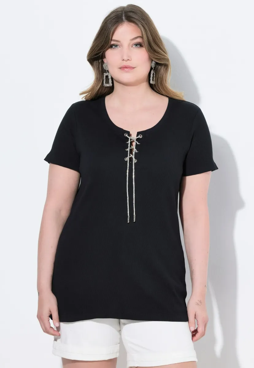 GLITZERSTEINCHEN-BINDEBAND - Bluse - black