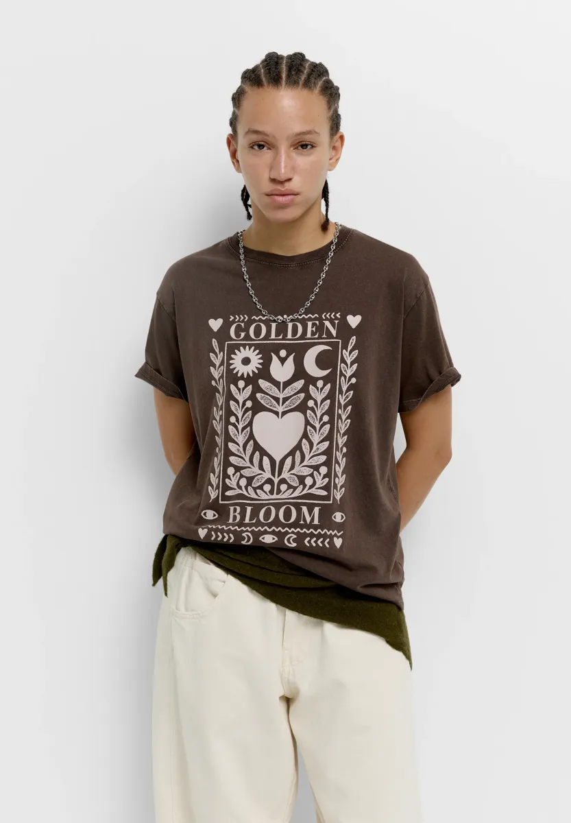 GOLDEN BLOOM GRAPHIC - T-Shirt print - dark brown