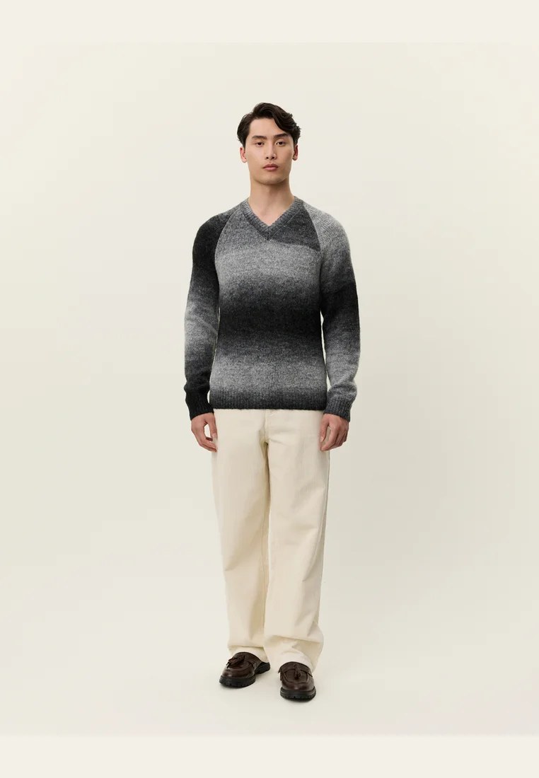 GRADIENT V-NECK - Strickpullover - dark grey melange