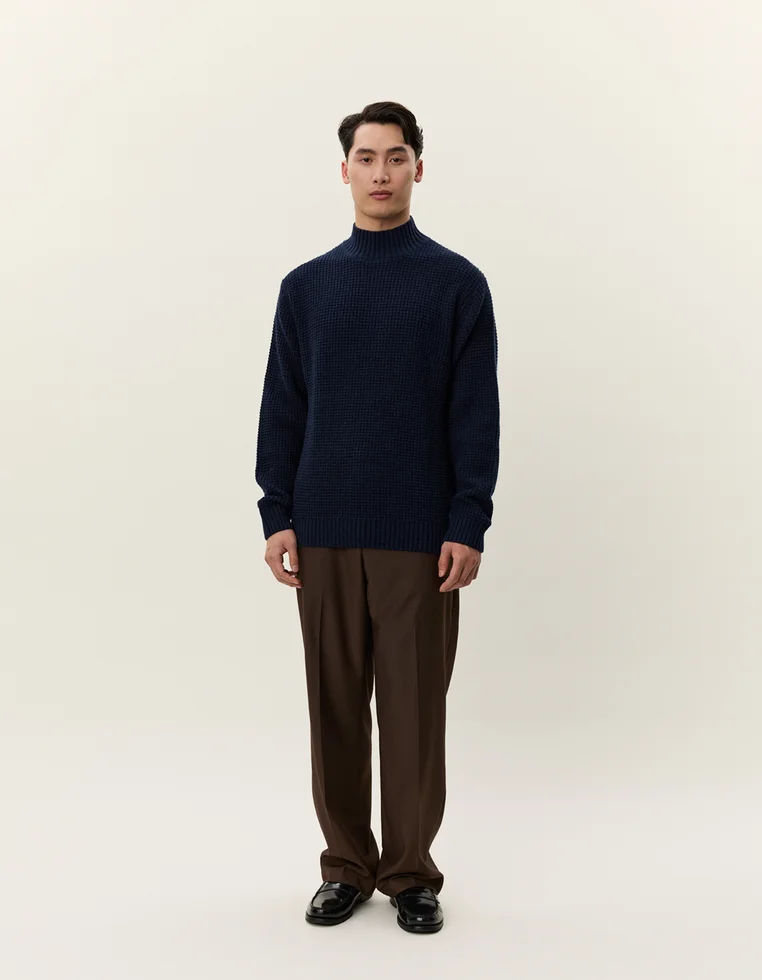 GRADY WAFFLE MOCKNECK - Strickpullover - dark navy blue
