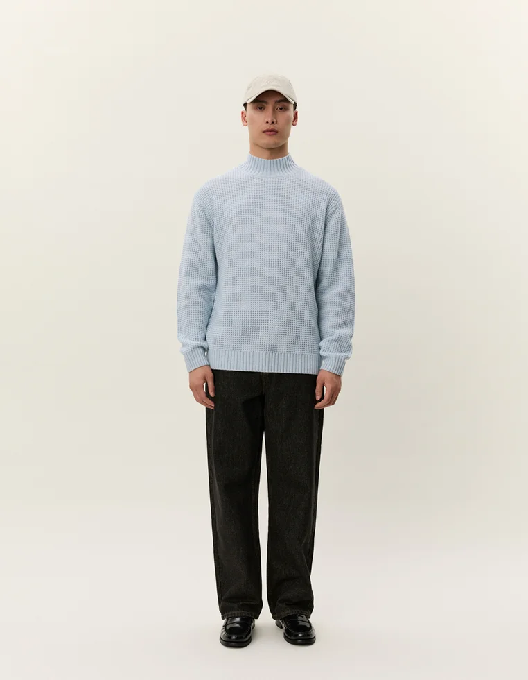 GRADY WAFFLE MOCKNECK - Strickpullover - gray dawn blue