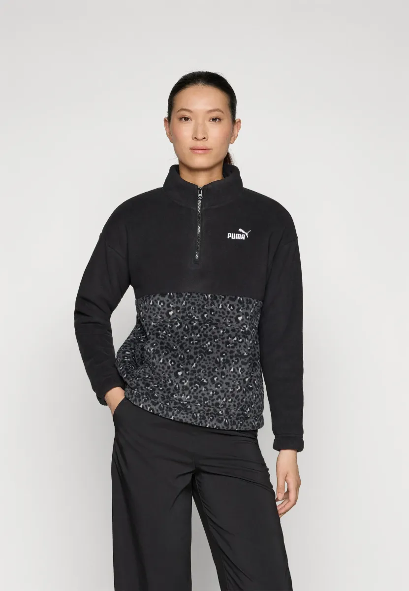 GRAPHIC ANIMAL RELAXED HALF ZIP CREW - Fleecepullover - black