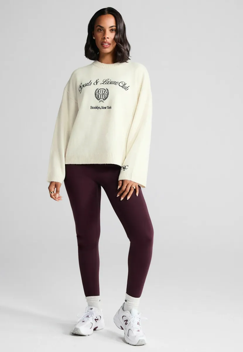 GRAPHIC EMBROIDERED - Strickpullover - ecru