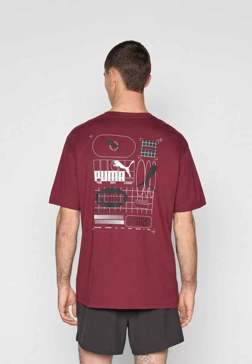 GRAPHIC GRID TEE - T-Shirt print - ruby shimmer