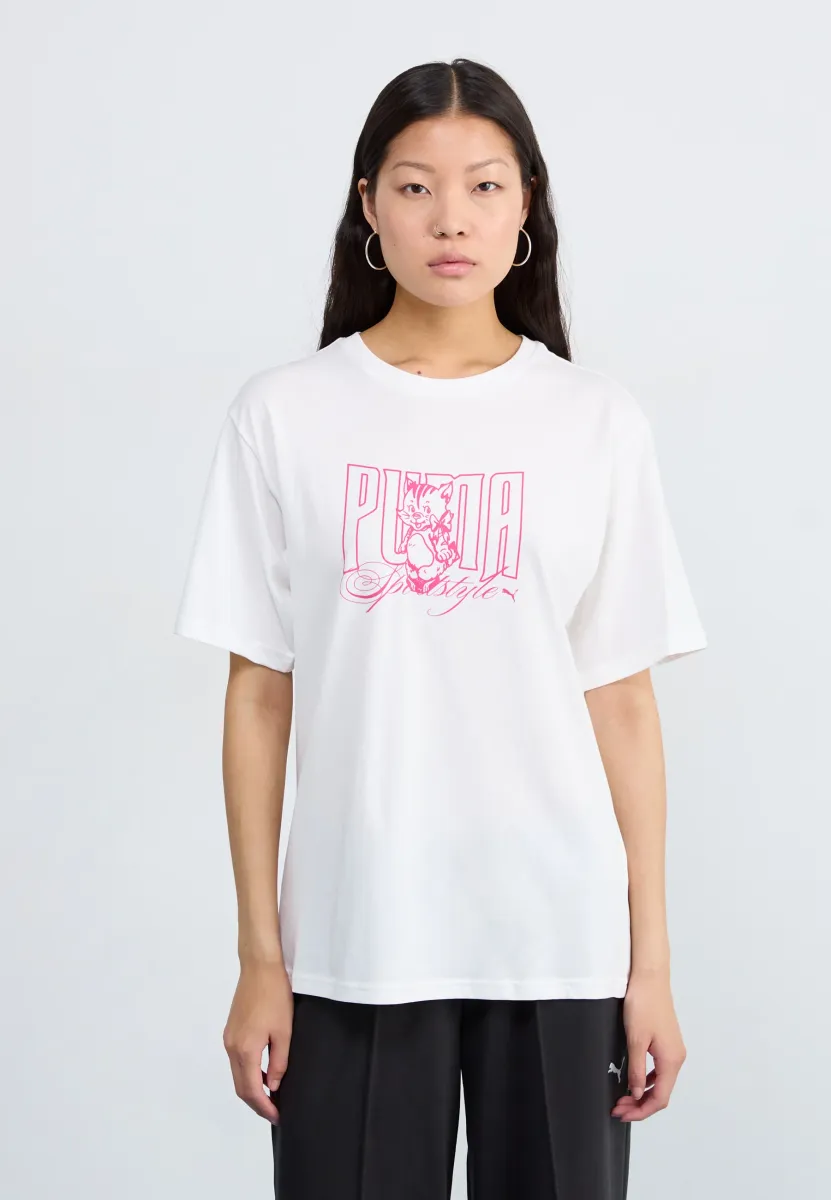GRAPHIC KITTEN RELAXED TEE - T-Shirt print - white
