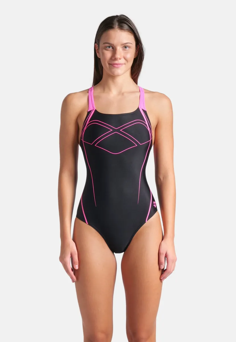 GRAPHIC PRO BACK - Badeanzug - black-shocking pink