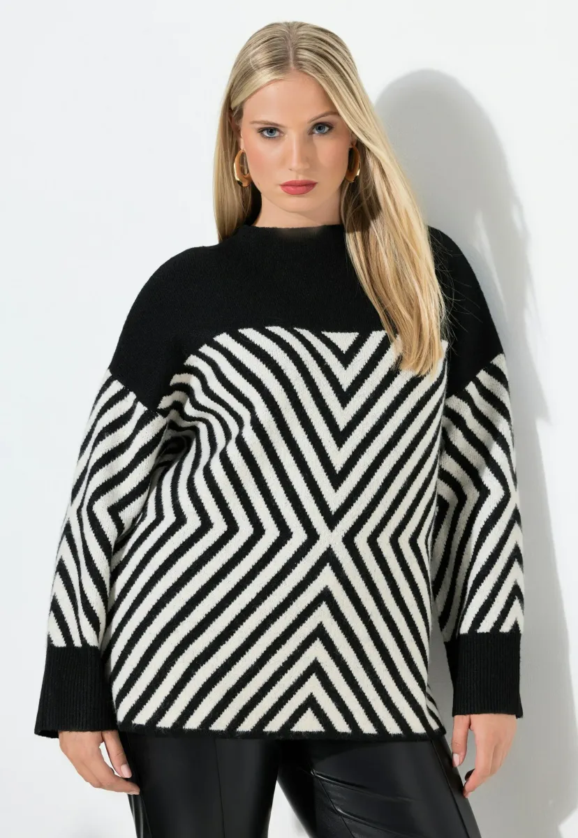 GRAPHIC TURTLENECK  - Strickpullover - black