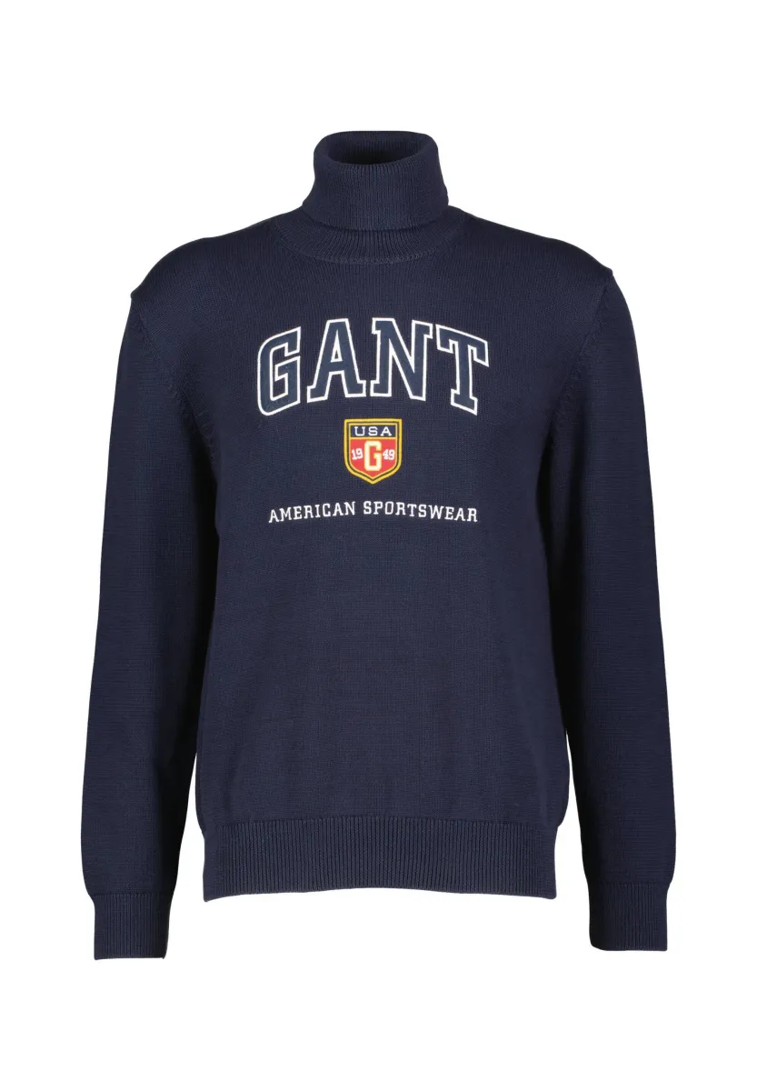 GRAPHIC TURTLENECK - Strickpullover - evening blue