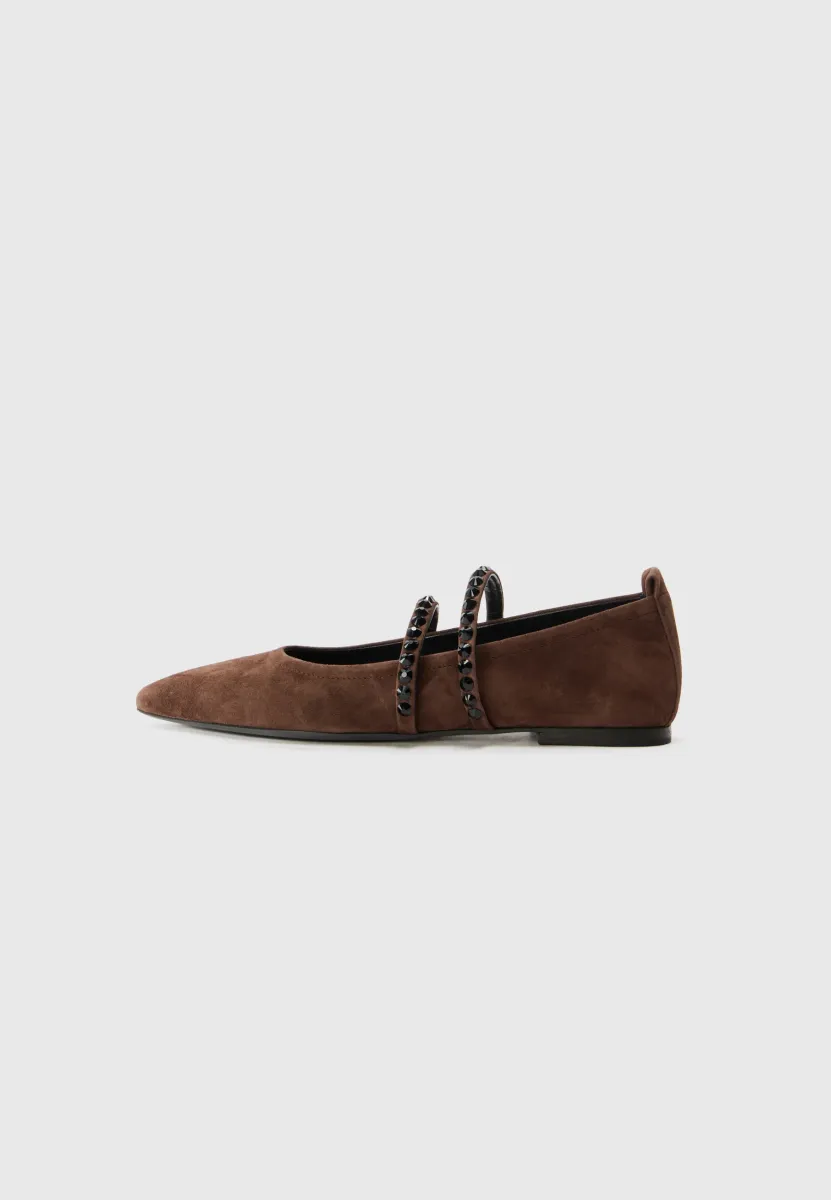 GRETA - Klassischer Ballerina - nougat/black