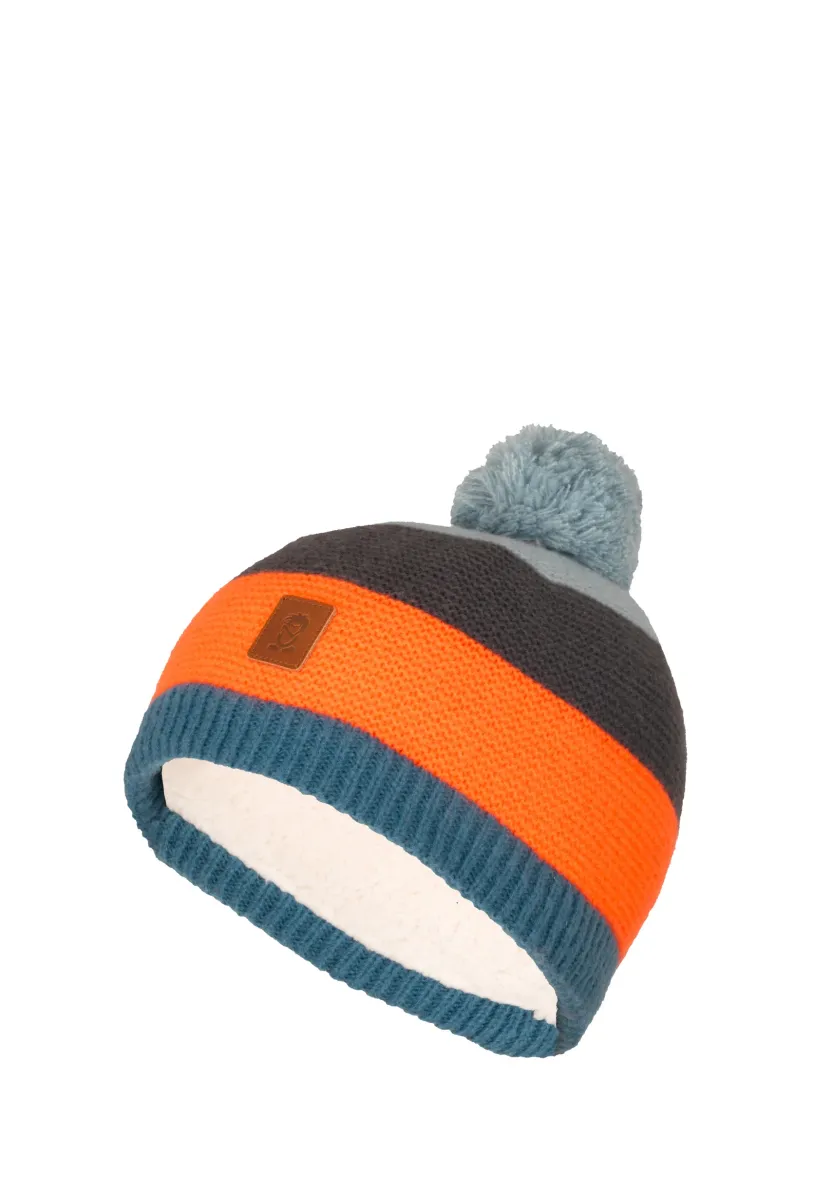 GRYLLEFJORD BOBBLE - Mütze - stormy blue/flame orange/anthracite