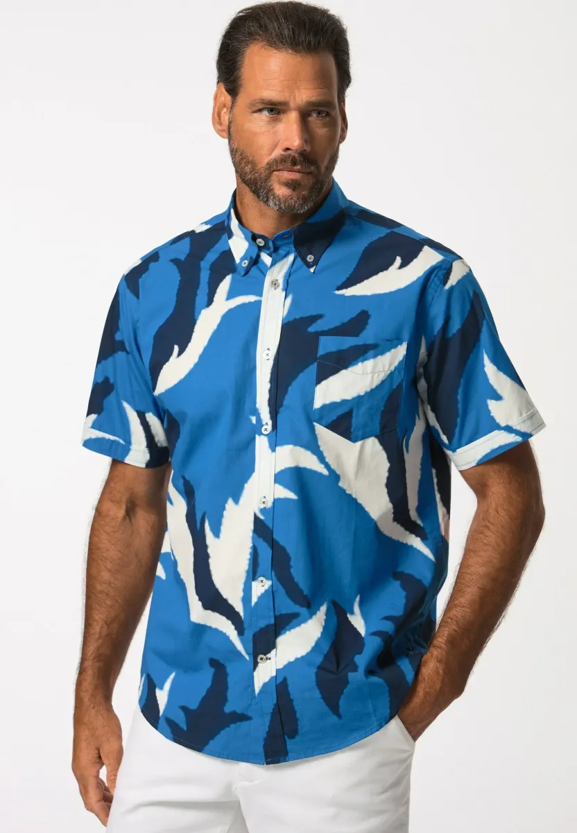 HALBARM ALLOVER-PRINT BUTTONDOWN-KRAGEN MODERN FIT - Hemd - clematis blue