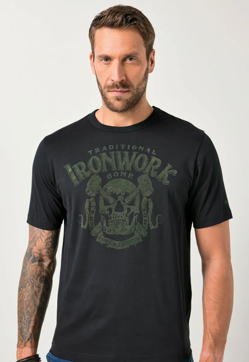 HALF SLEEVE, CHEST PRINT - T-Shirt print - black