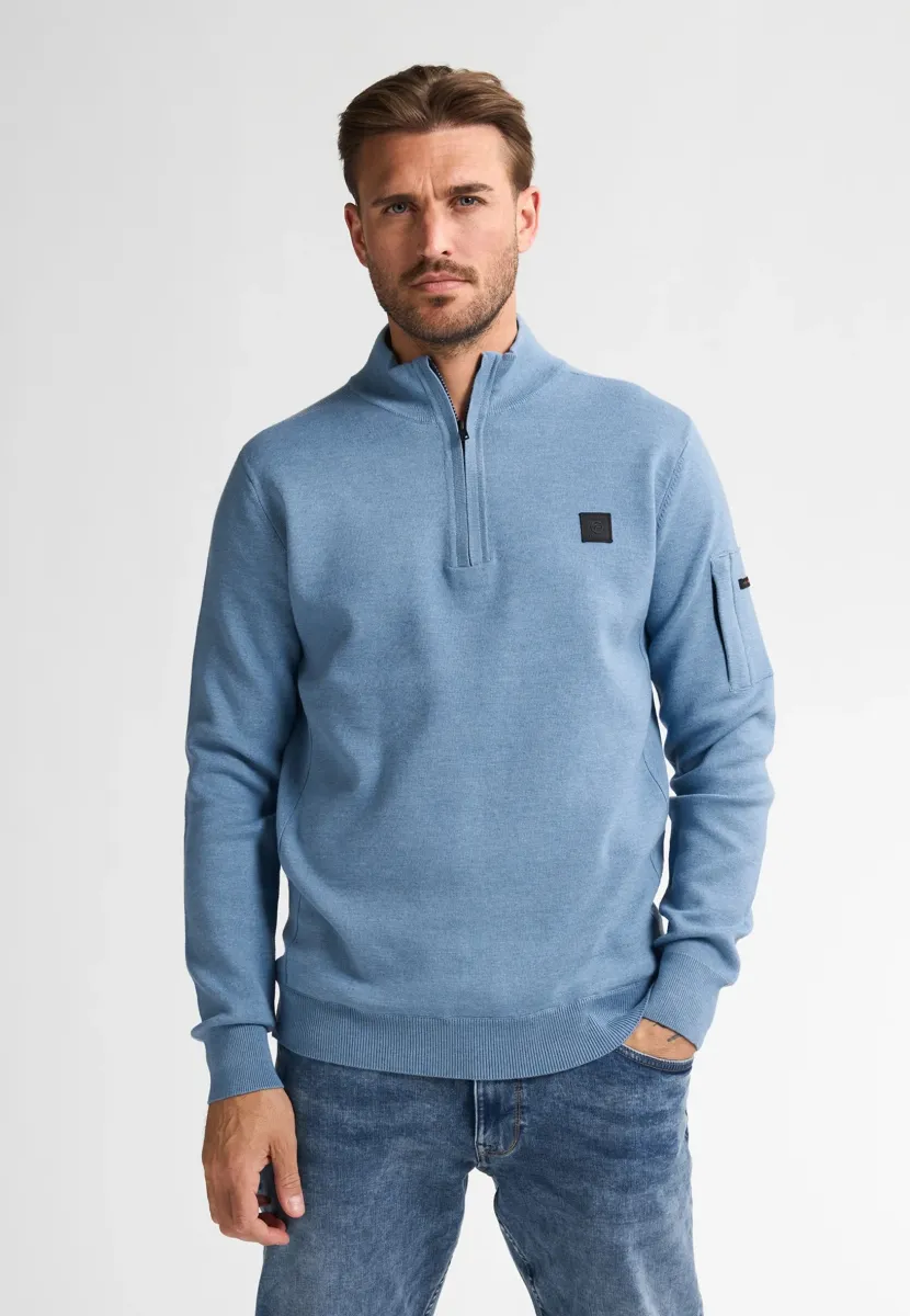 HALF-ZIP ASPEN - Strickpullover - pale blue