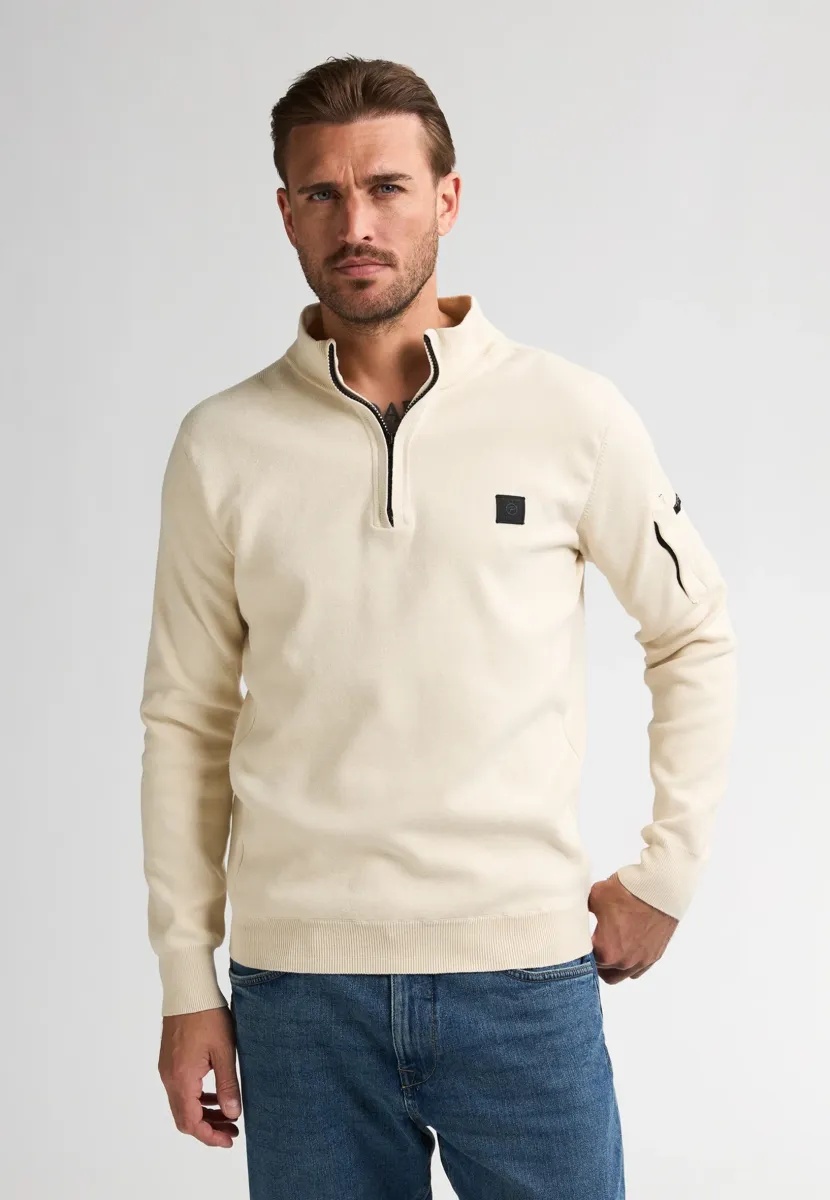 HALF-ZIP ASPEN - Strickpullover - raw sand