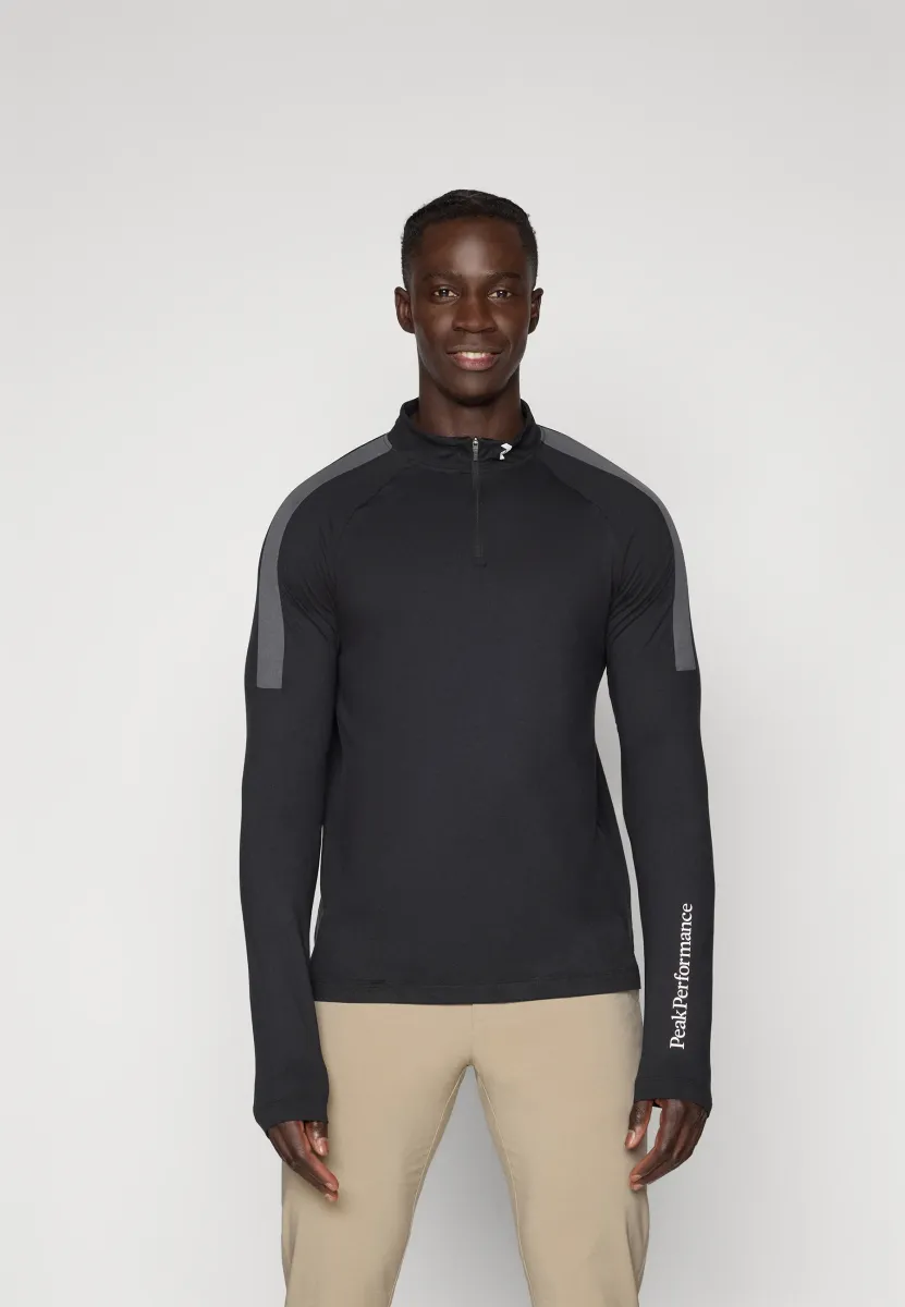 HALF ZIP BASELAYER - Langarmshirt - black/motion grey