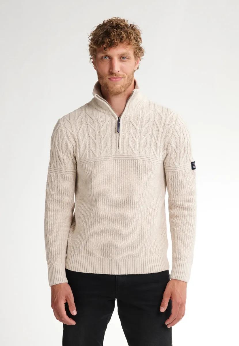 HALF-ZIP IRON RIVER - Strickpullover - raw sand