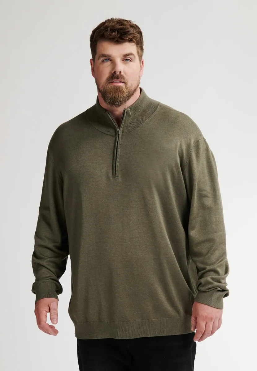 HALF-ZIP JACKSON - Strickpullover - mossy stone