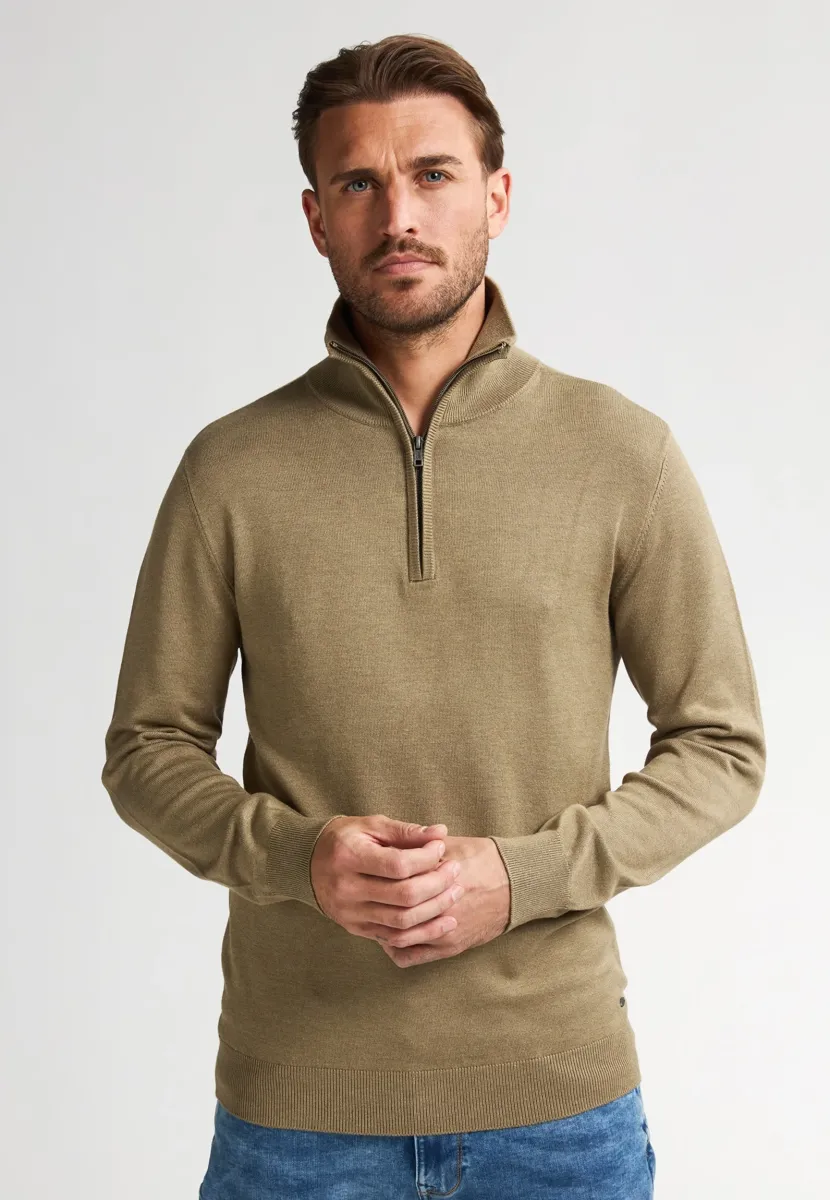 HALF ZIP LEXINGTON - Strickpullover - tan