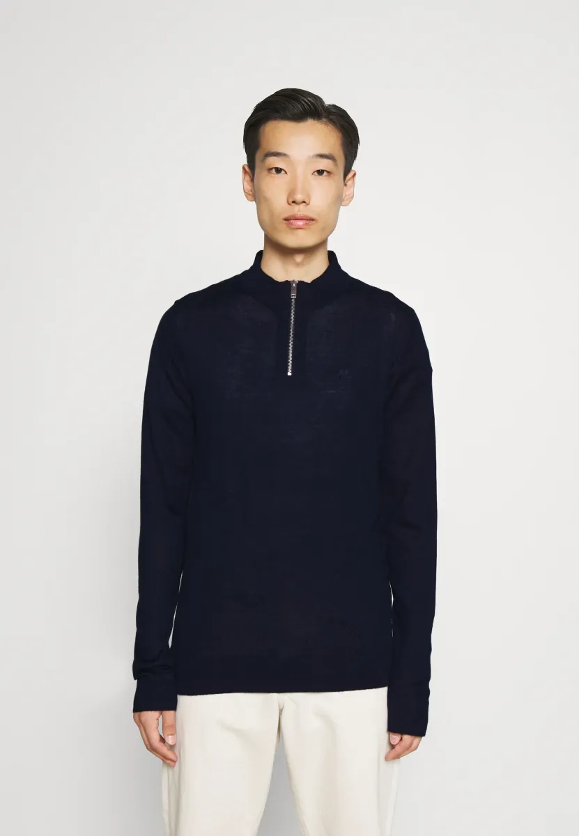 HALF ZIP MOCK NECK - Strickpullover - navy