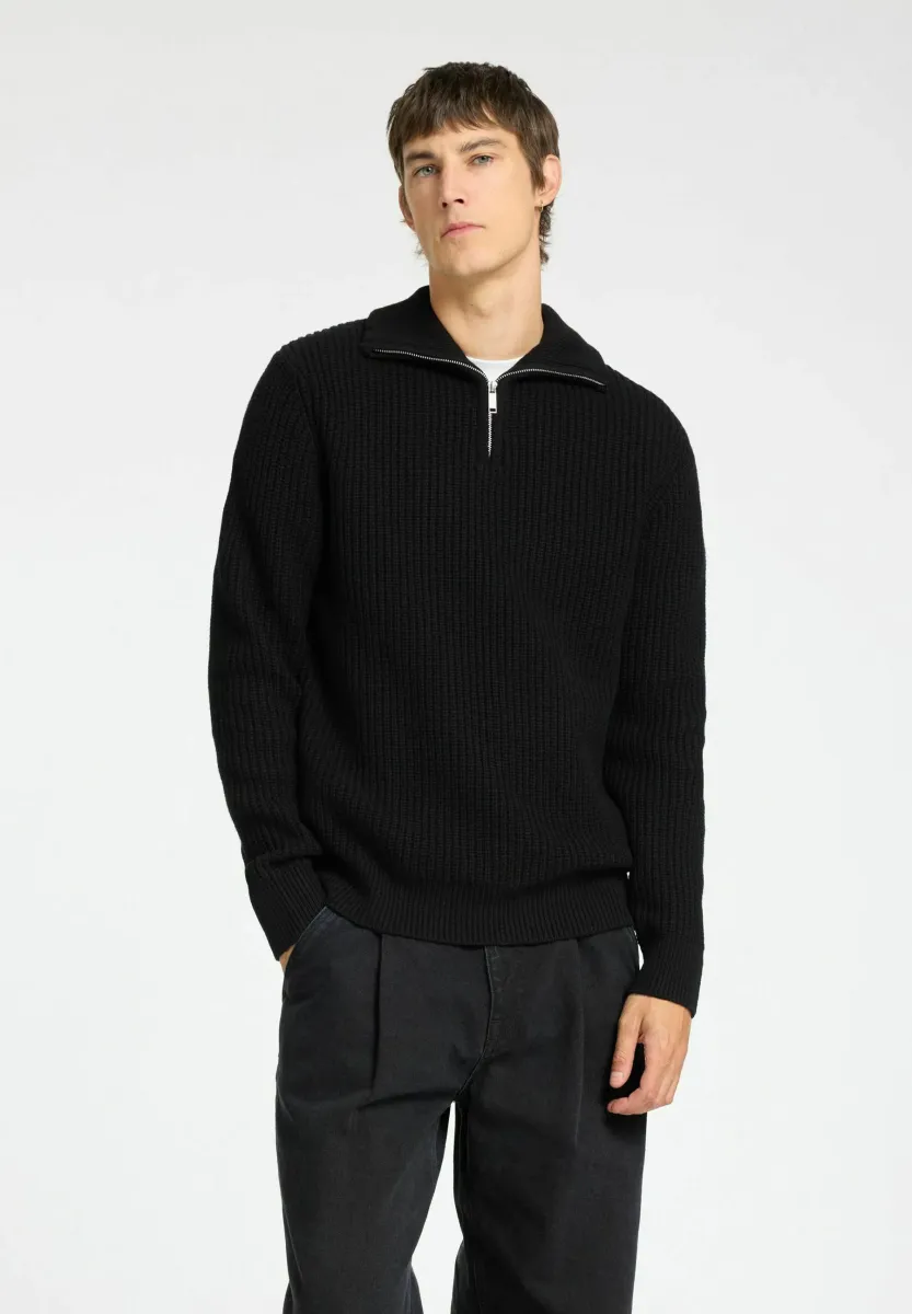 HALF-ZIP  - Strickpullover - black