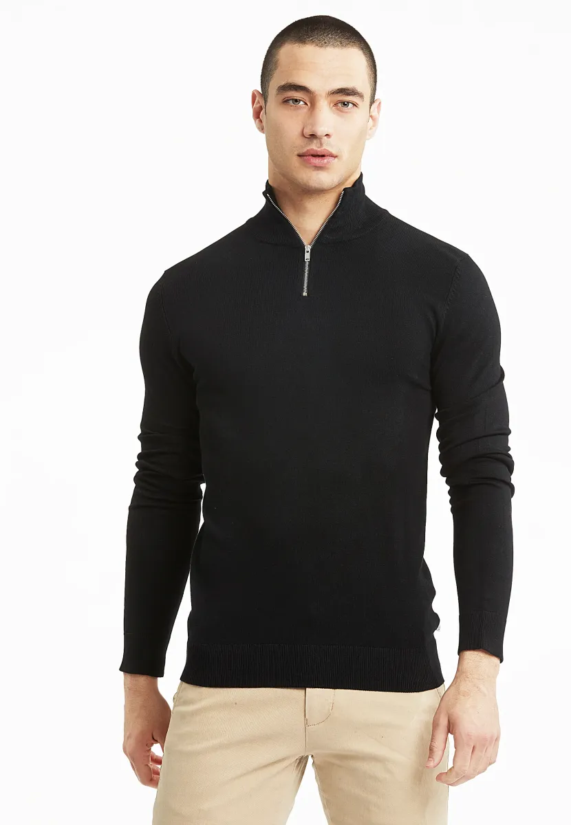 HALF ZIP - Strickpullover - black