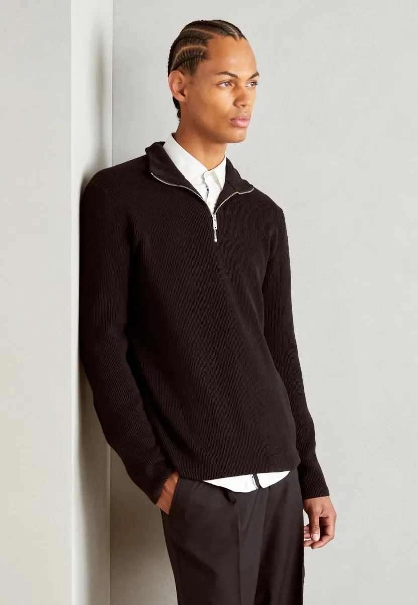 HALF ZIP  - Strickpullover - black