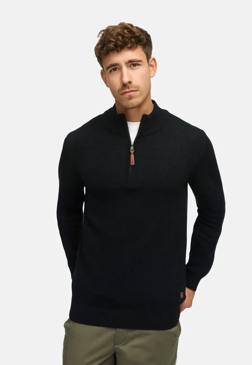 HALF-ZIP - Strickpullover - black