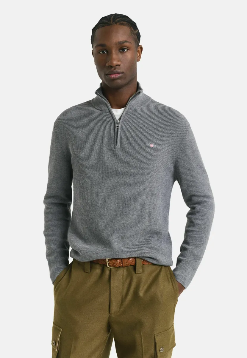 HALF-ZIP  - Strickpullover - dark grey melange