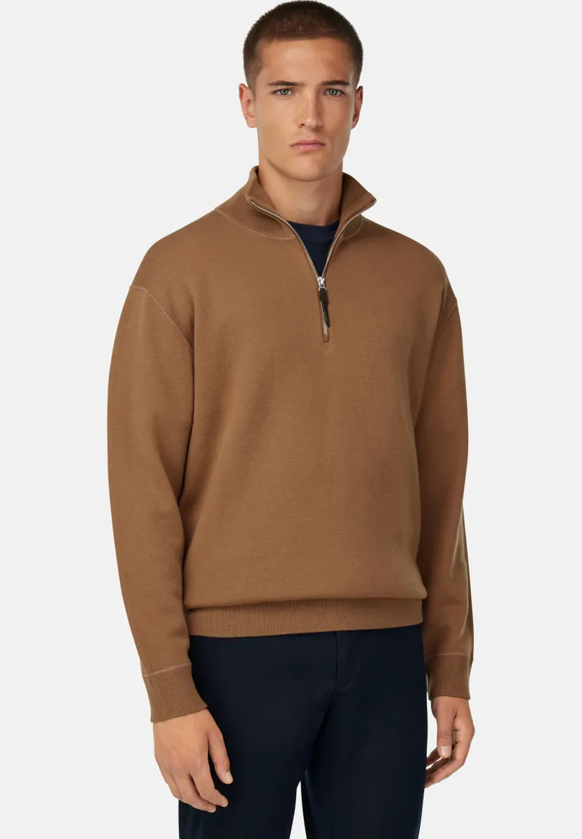 HALF ZIP - Strickpullover - hazelnut