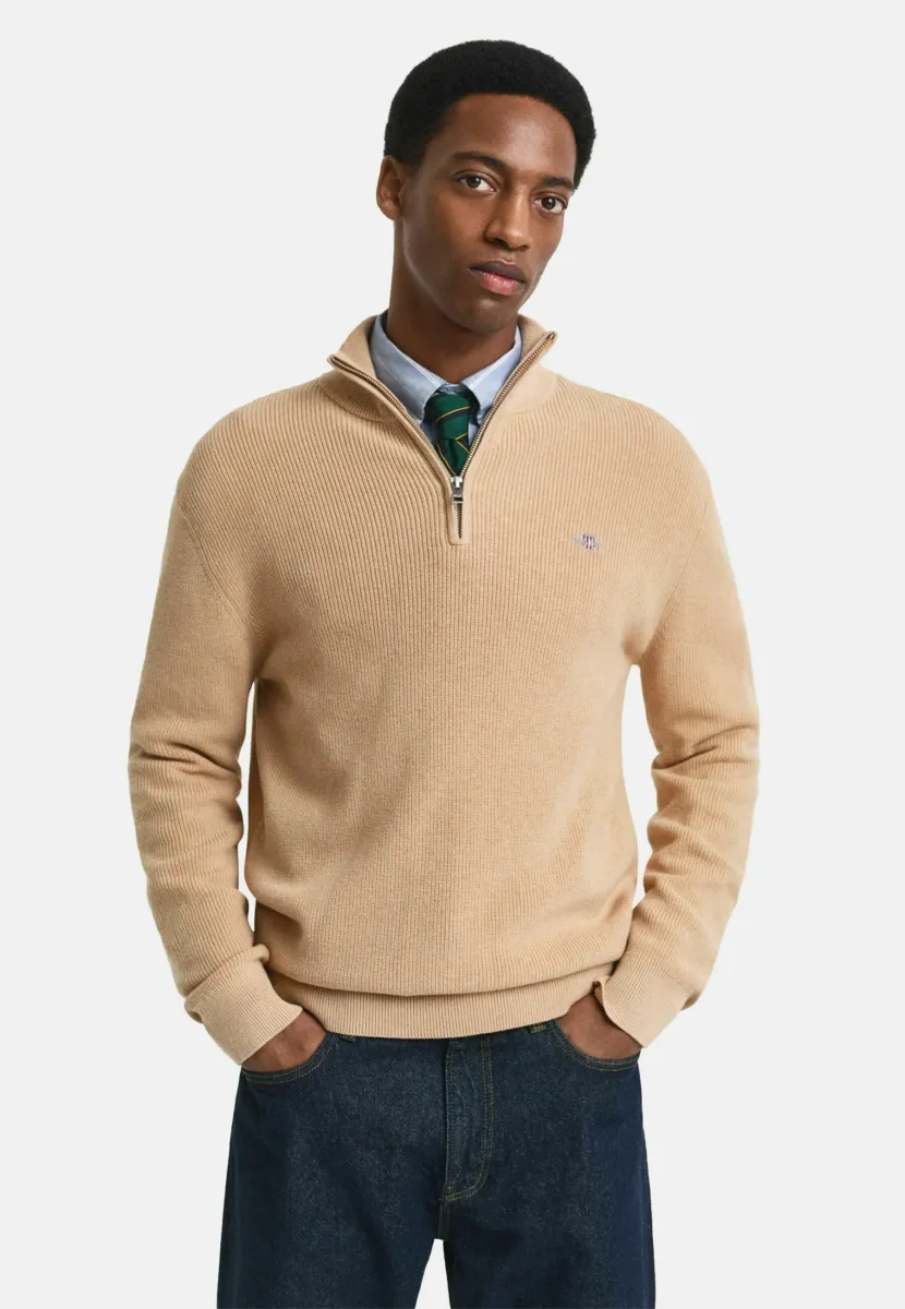 HALF-ZIP  - Strickpullover - khaki melange