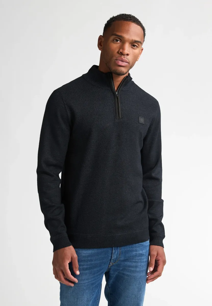 HALF-ZIP SWEATER HELENA - Strickpullover - deep black