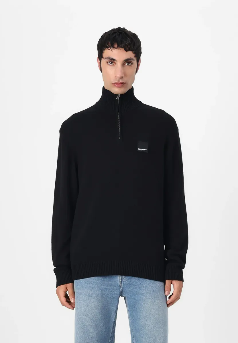 HALF ZIP SWEATER - Strickpullover - black