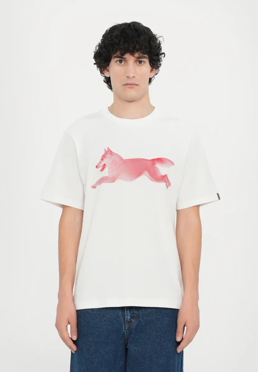 HALFTONE RUNNING DOG - T-Shirt print - white