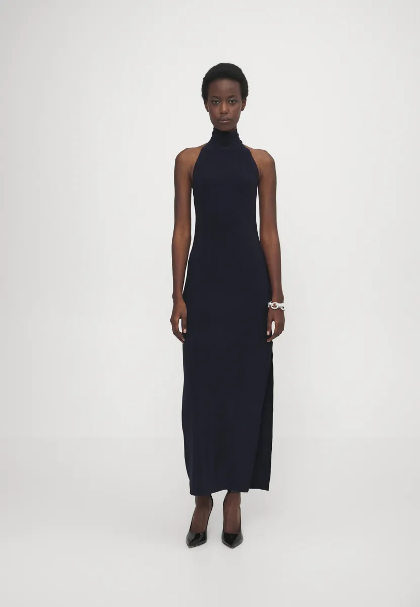 HALTER TURTLE SIDE SLIT GOWN - Jerseykleid - true navy