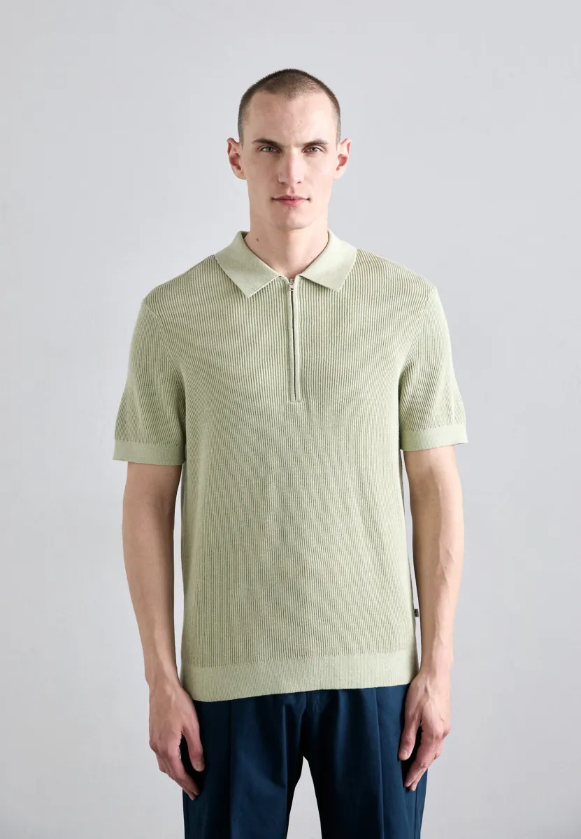 HANSIE ZIP  - Poloshirt - sage green