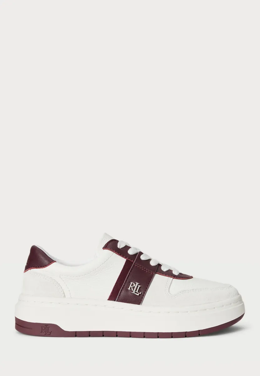 HARLIE TWO-TONE LEATHER & SUEDE SNEAKER - Sneaker low - snow white/bianco/dark garnet