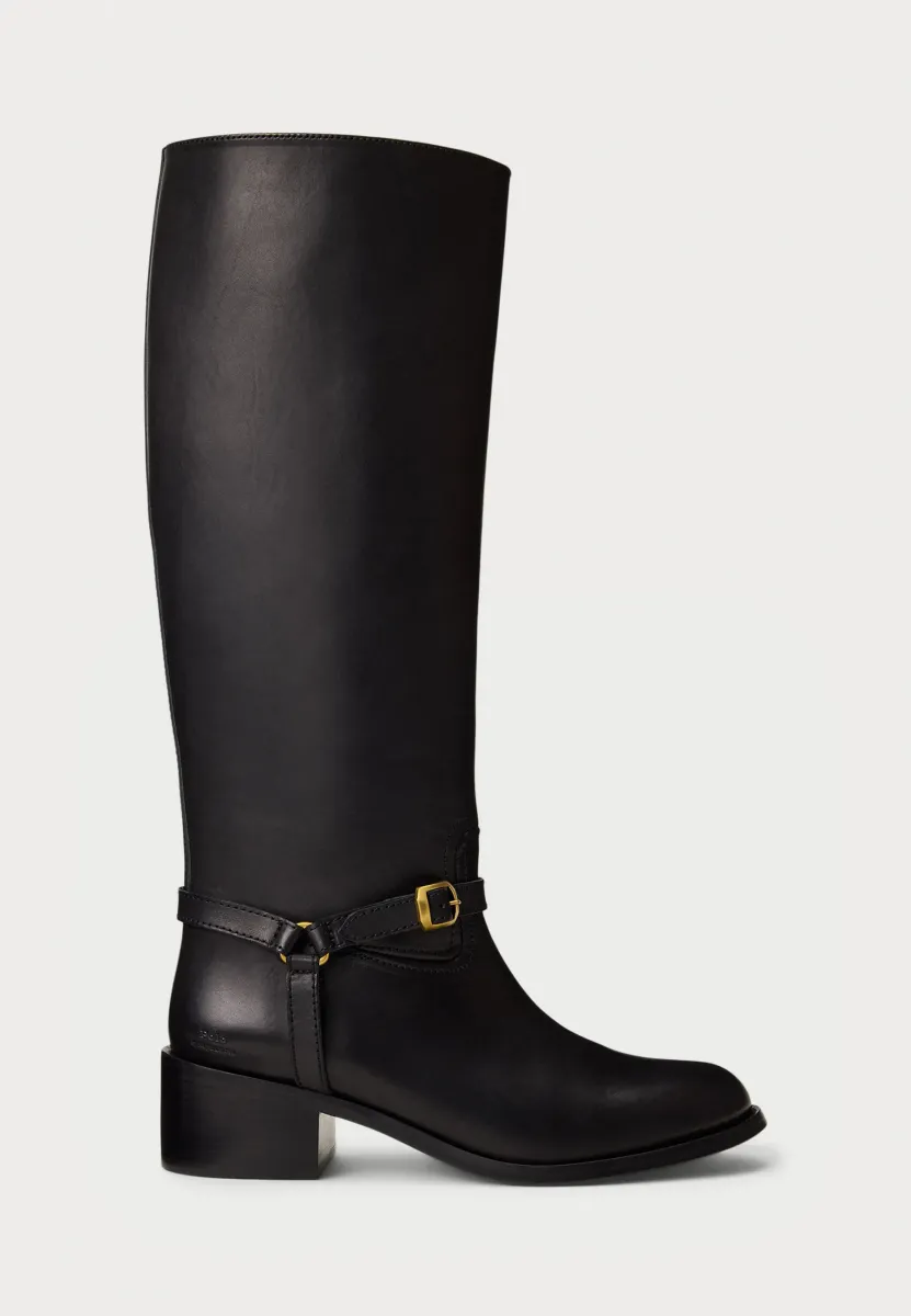 HARNESS BURNISHED LEATHER RIDING BOOT - Stiefel - black