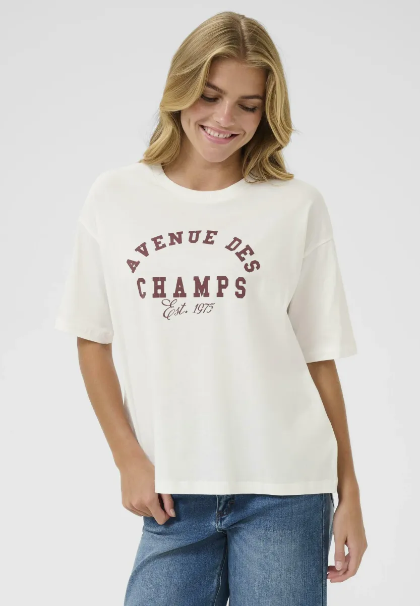 HARRIES  - T-Shirt print - chalk w zinfandel print