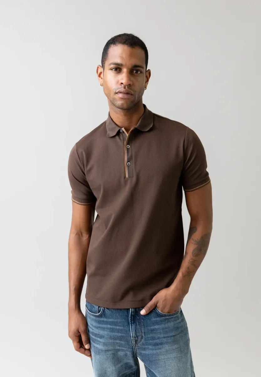 HARVEY KURZARM - Poloshirt - chocolate brown