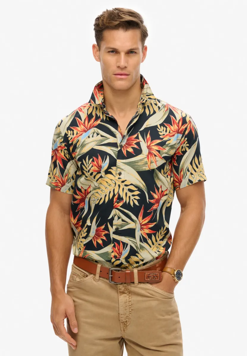 HAWAIIAN PRINTED - Hemd - bird of paradise navy